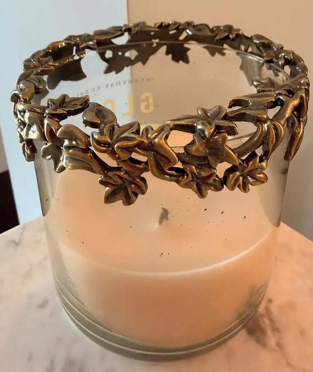 Ornate Brass Leaf Design Candle topper, Set of 3